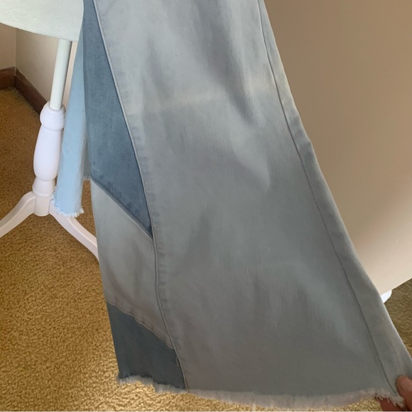 Two Tone Patchwork Fit and Flare Bell Bottom Hippie Boho Jeans Size 9 NEW - Picture 9 of 10